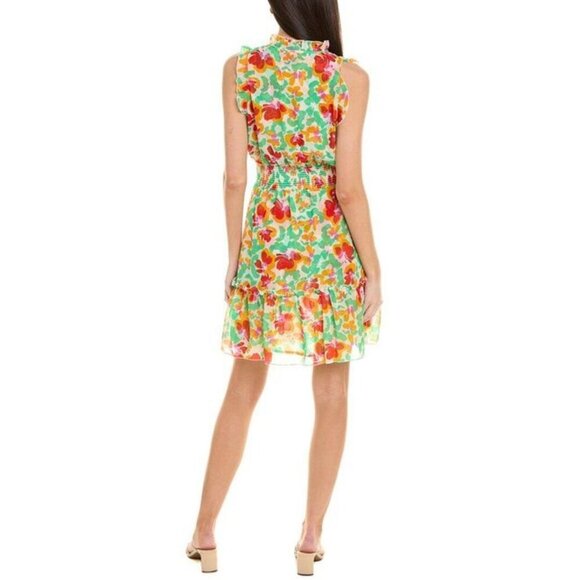 Cabi Womens Sleeveless Floral Print Dress With Ruffle V-Neck & Smocked Waist M - Picture 2 of 6